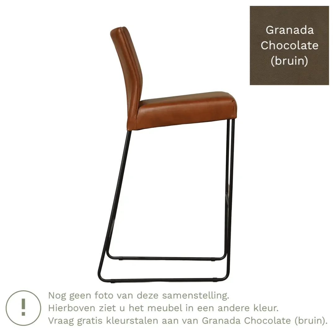 afbeelding van Leren barkruk Mate hoog - Granada Chocolate (bruin)