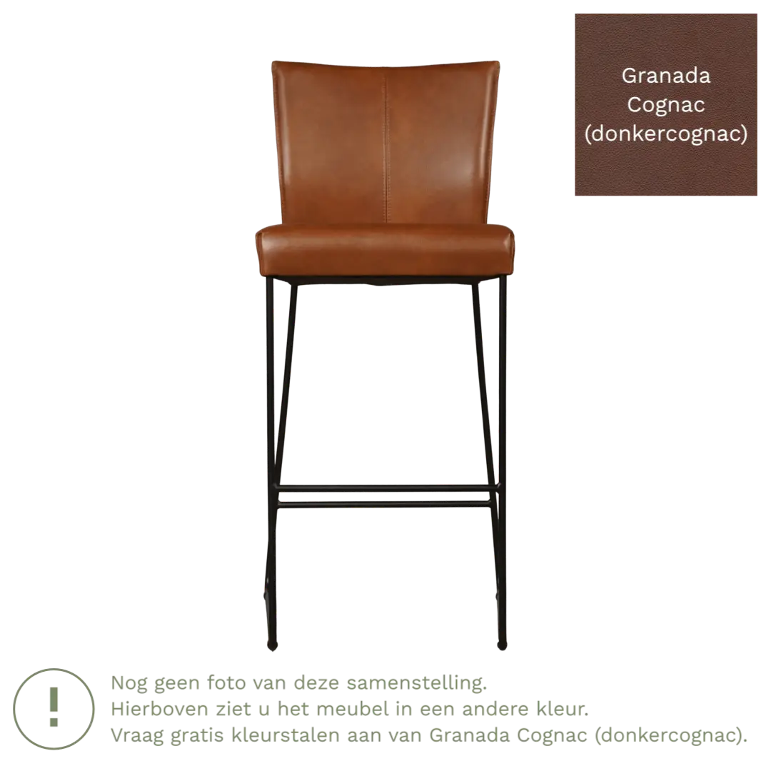 afbeelding van Leren barkruk Mate hoog - Granada Cognac (donkercognac)