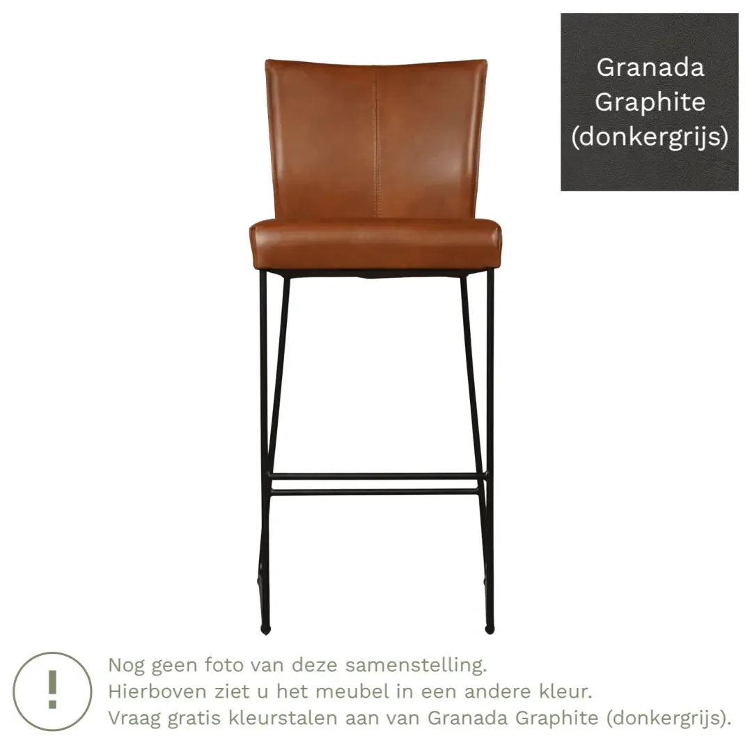 afbeelding van Leren barkruk Mate hoog - Granada Graphite (donkergrijs)