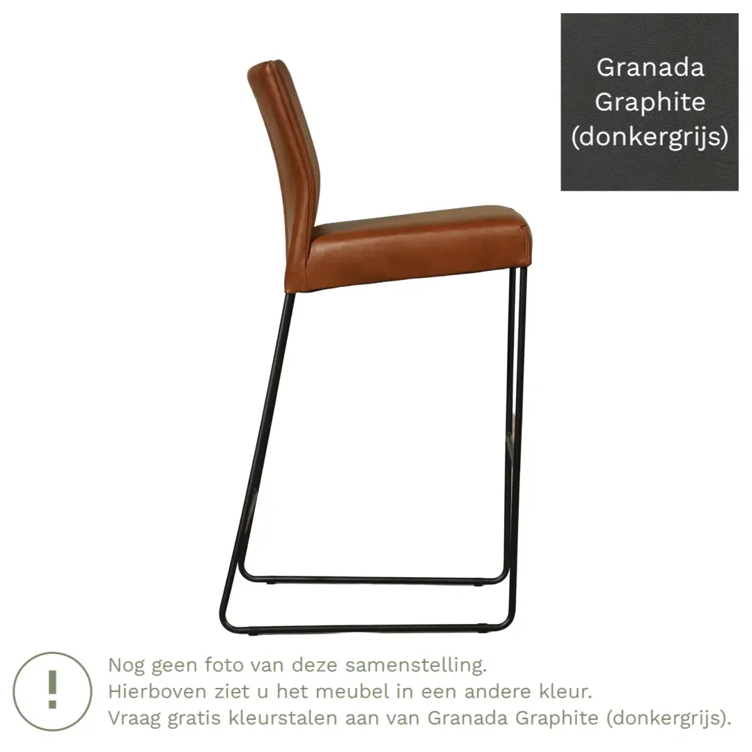 afbeelding van Leren barkruk Mate hoog - Granada Graphite (donkergrijs)