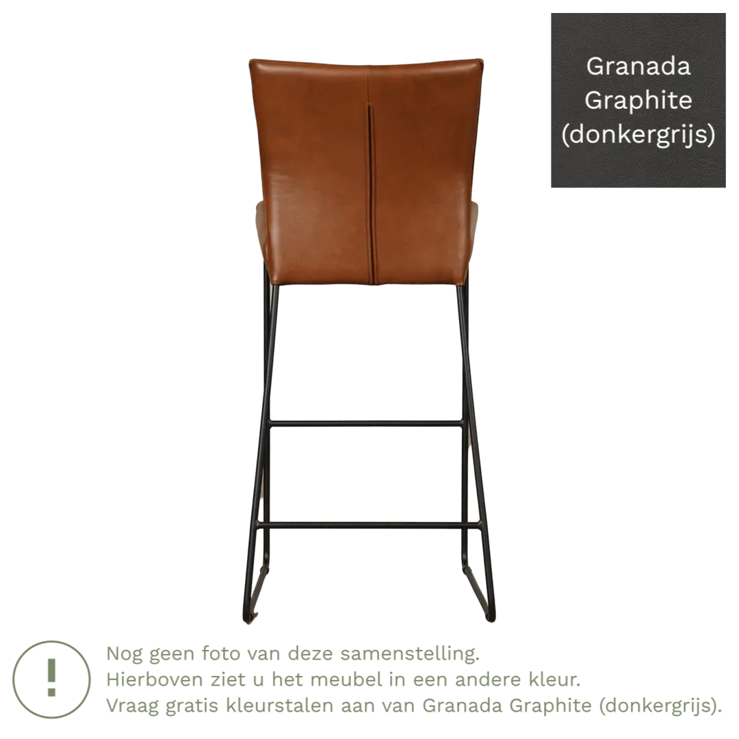 afbeelding van Leren barkruk Mate hoog - Granada Graphite (donkergrijs)