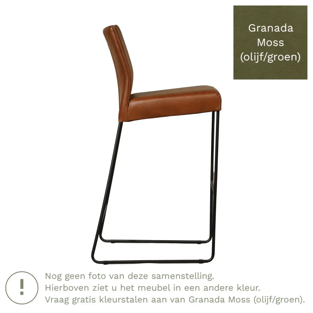 afbeelding van Leren barkruk Mate hoog - Granada Moss (olijf/groen)