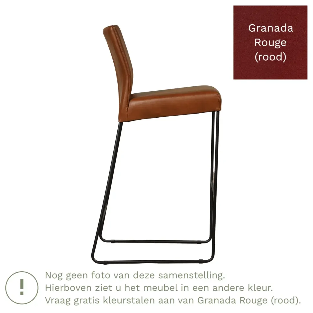 afbeelding van Leren barkruk Mate hoog - Granada Rouge (rood)