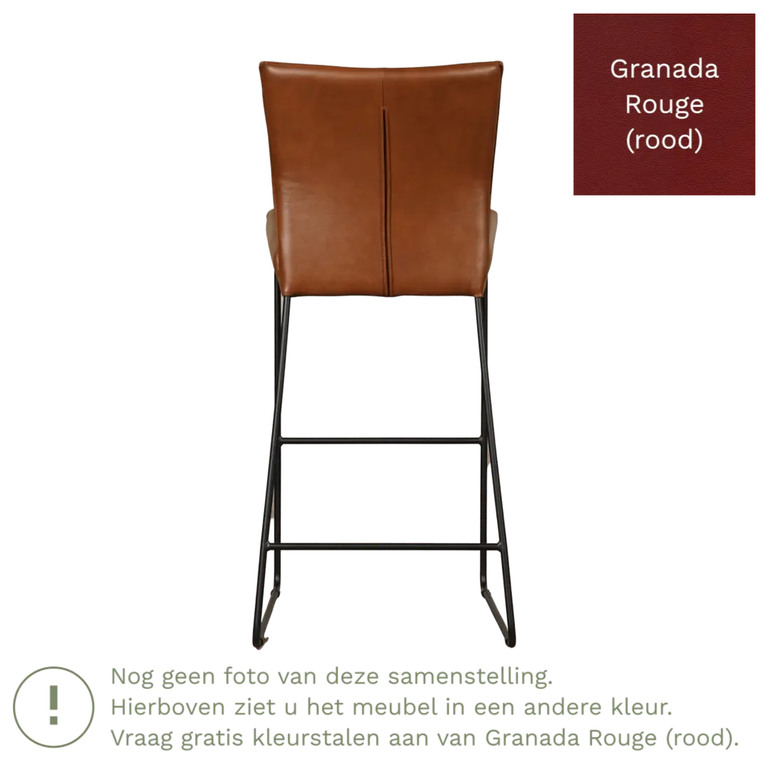 afbeelding van Leren barkruk Mate hoog - Granada Rouge (rood)