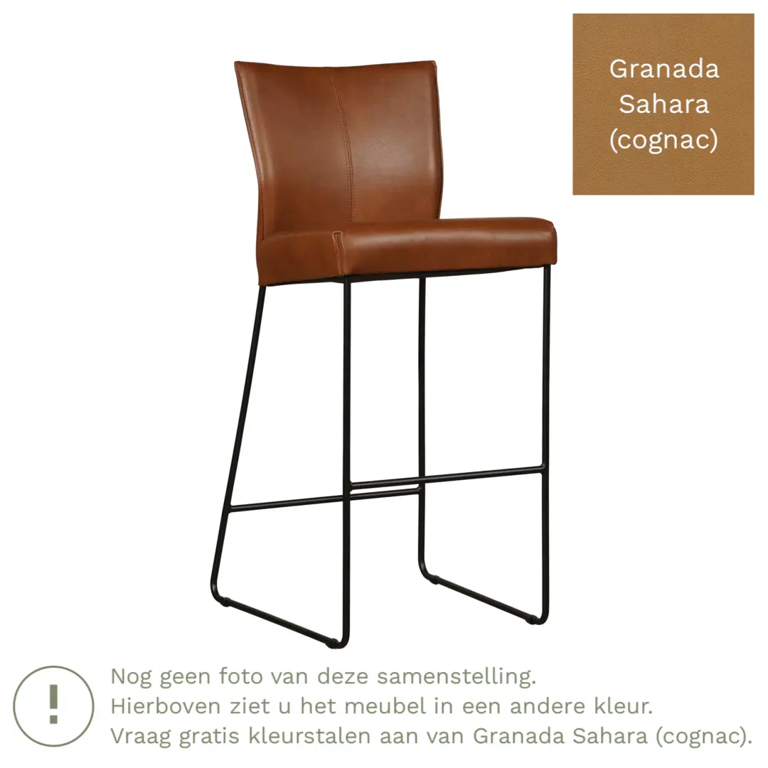 afbeelding van Leren barkruk Mate hoog - Granada Sahara (cognac)