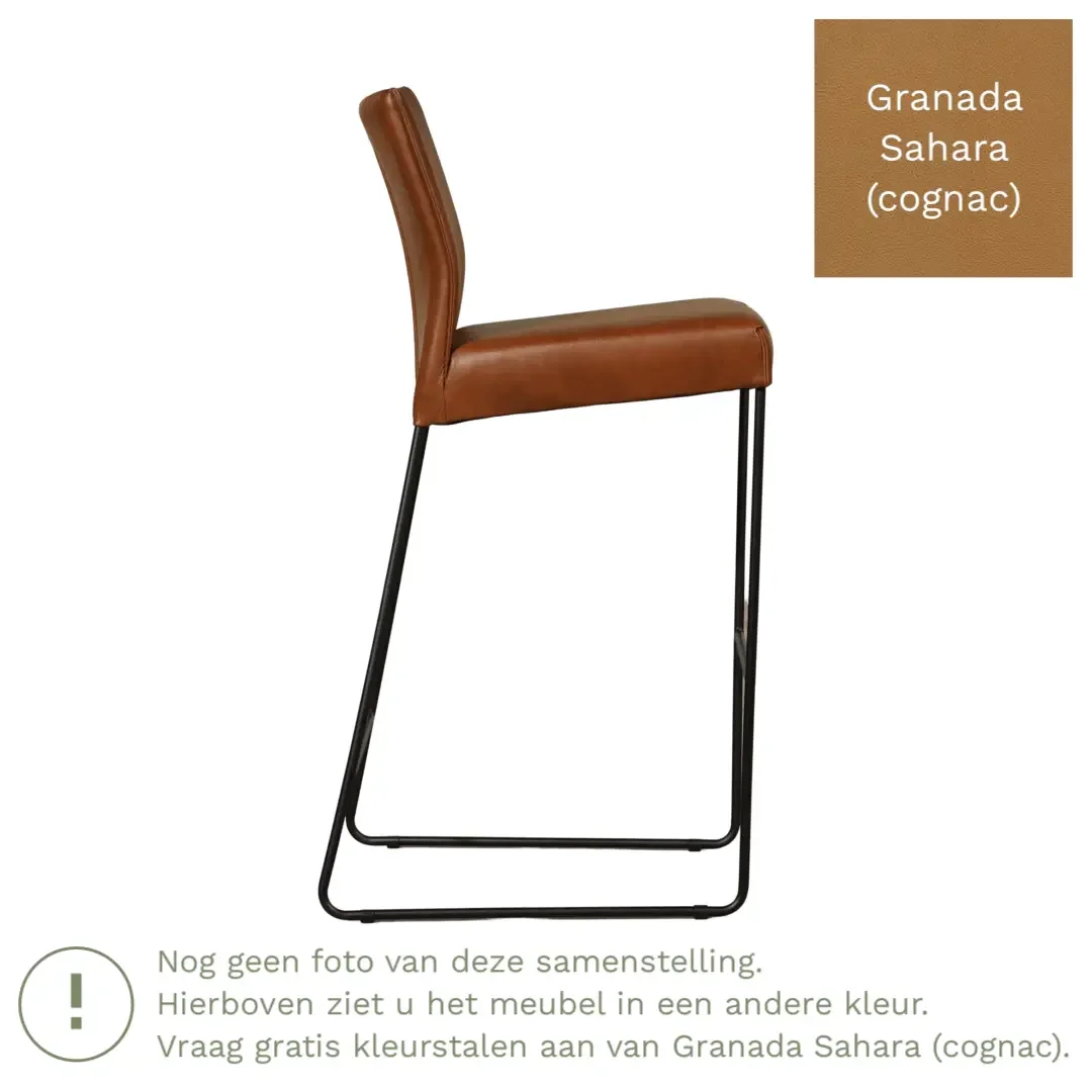 afbeelding van Leren barkruk Mate hoog - Granada Sahara (cognac)