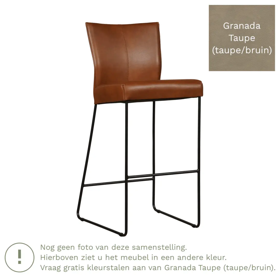 afbeelding van Leren barkruk Mate hoog - Granada Taupe (taupe/bruin)