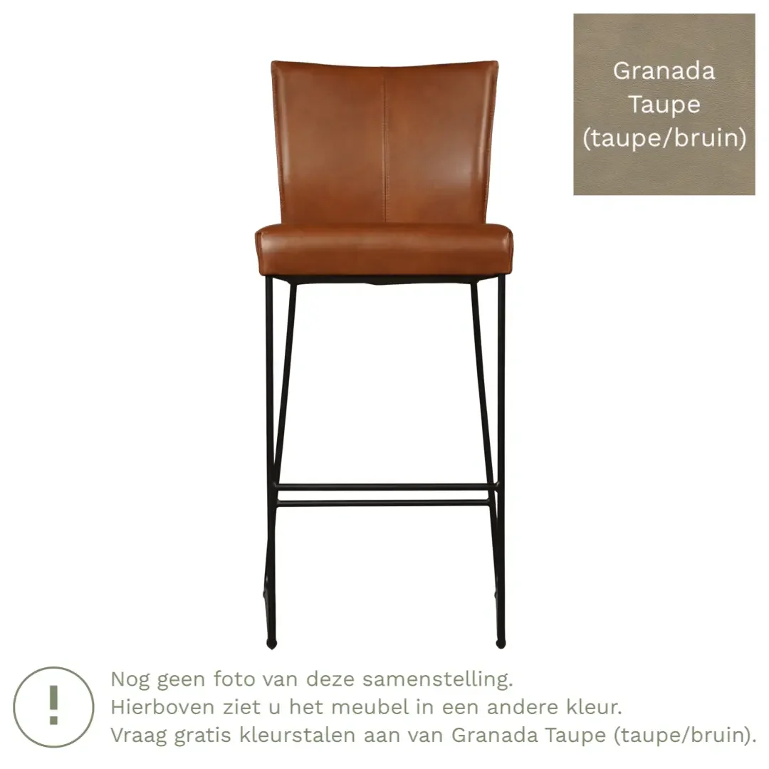afbeelding van Leren barkruk Mate hoog - Granada Taupe (taupe/bruin)