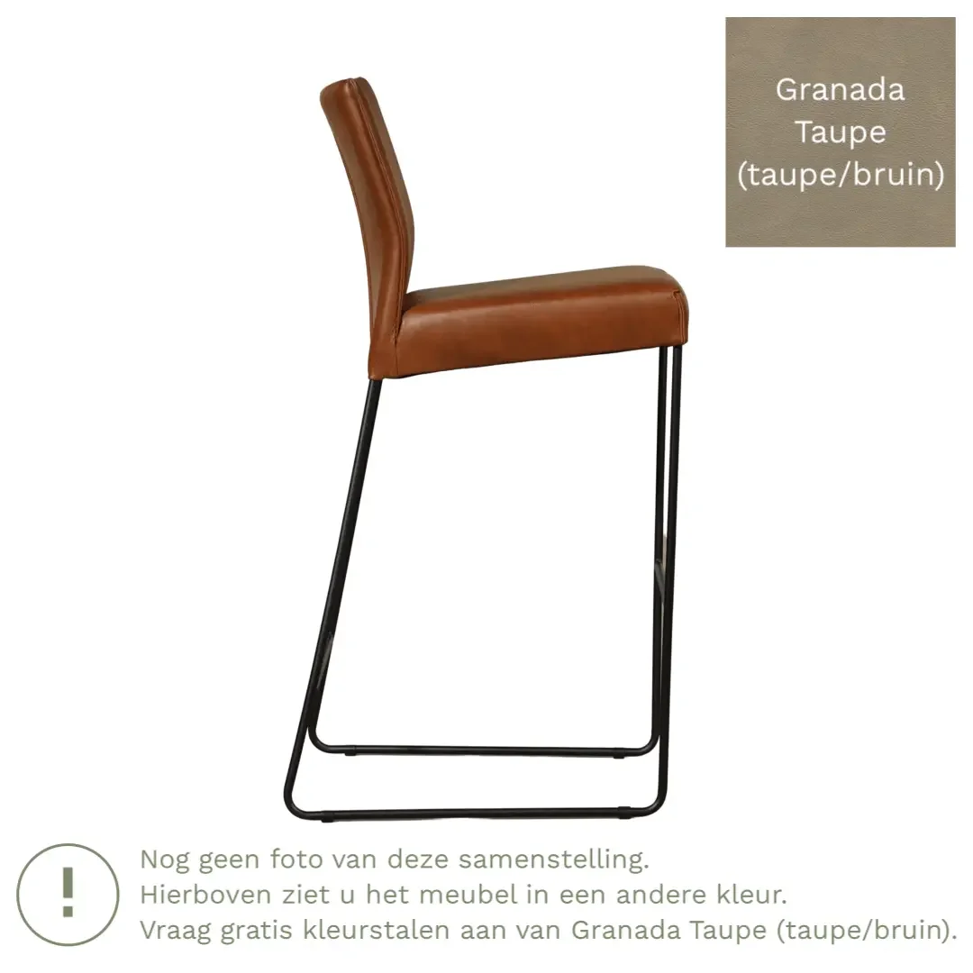 afbeelding van Leren barkruk Mate hoog - Granada Taupe (taupe/bruin)