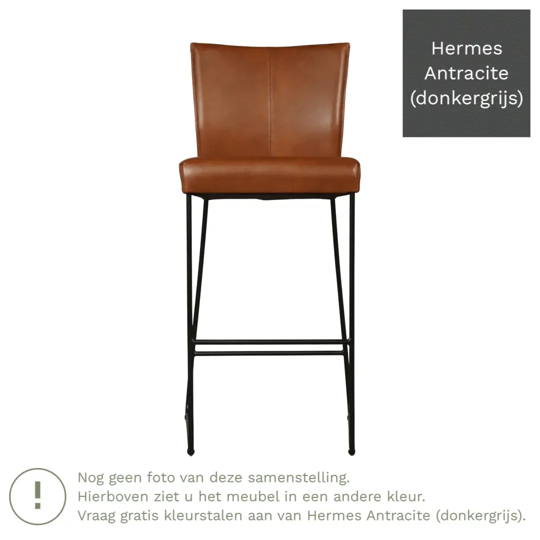 afbeelding van Leren barkruk Mate hoog - Hermes Antracite (donkergrijs)