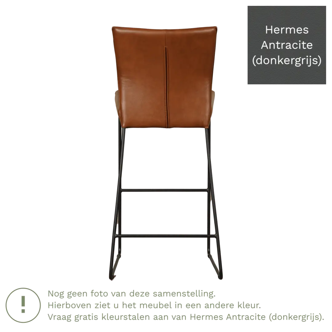 afbeelding van Leren barkruk Mate hoog - Hermes Antracite (donkergrijs)