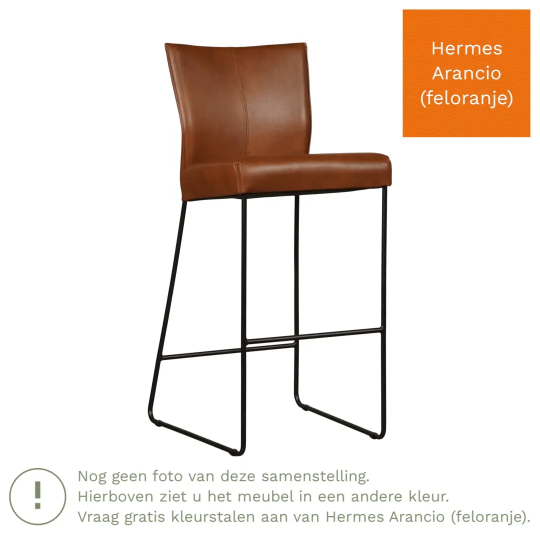 afbeelding van Leren barkruk Mate hoog - Hermes Arancio (feloranje)