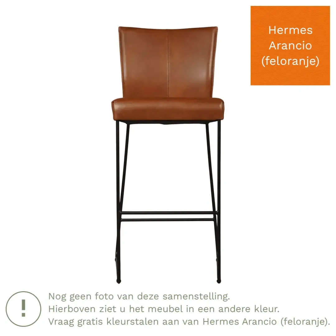 afbeelding van Leren barkruk Mate hoog - Hermes Arancio (feloranje)