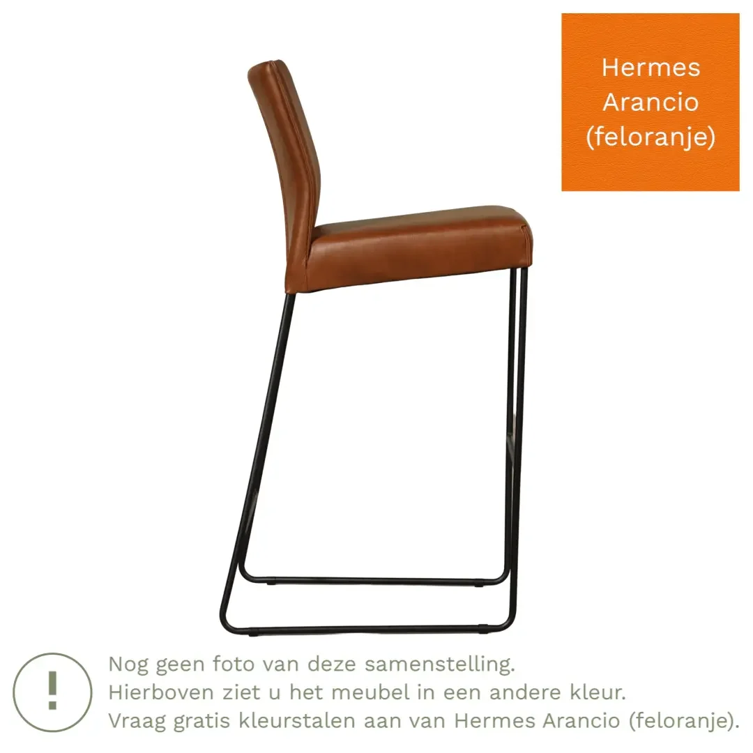 afbeelding van Leren barkruk Mate hoog - Hermes Arancio (feloranje)