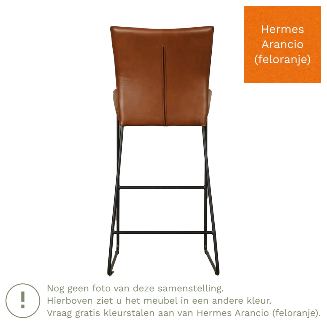 afbeelding van Leren barkruk Mate hoog - Hermes Arancio (feloranje)