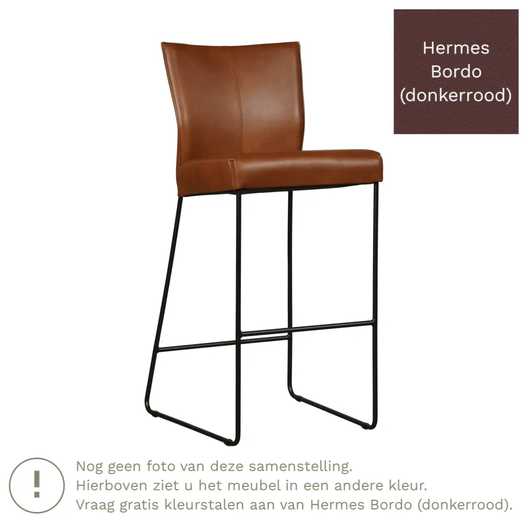 afbeelding van Leren barkruk Mate hoog - Hermes Bordo (donkerrood)