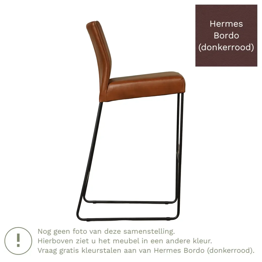 afbeelding van Leren barkruk Mate hoog - Hermes Bordo (donkerrood)