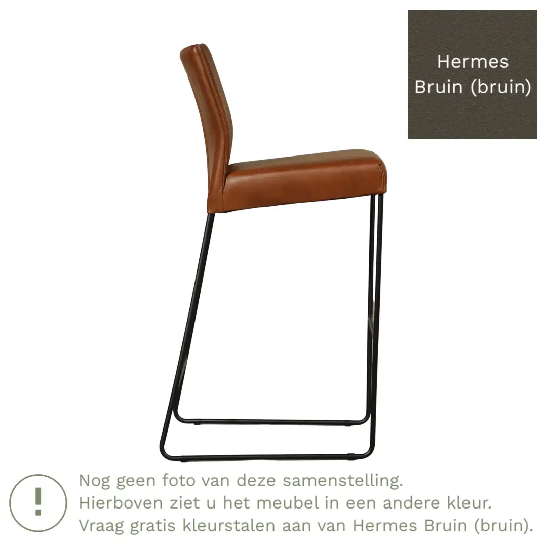 afbeelding van Leren barkruk Mate hoog - Hermes Bruin (bruin)