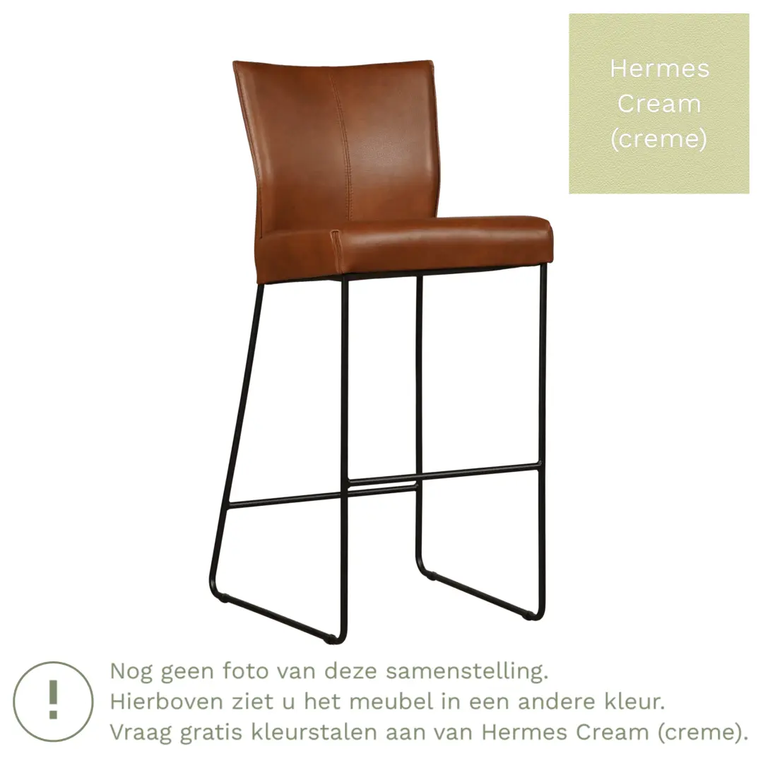 afbeelding van Leren barkruk Mate hoog - Hermes Cream (crème)