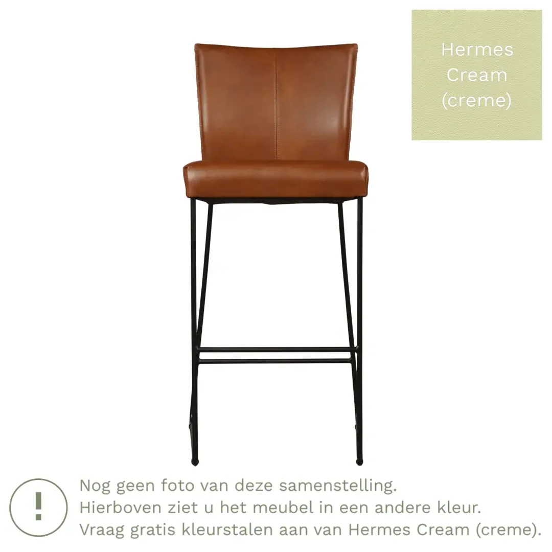 afbeelding van Leren barkruk Mate hoog - Hermes Cream (crème)