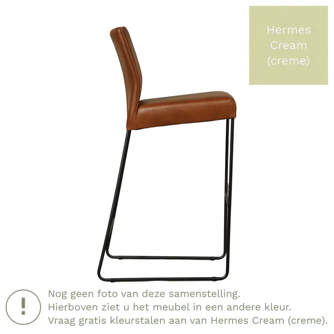 afbeelding van Leren barkruk Mate hoog - Hermes Cream (crème)