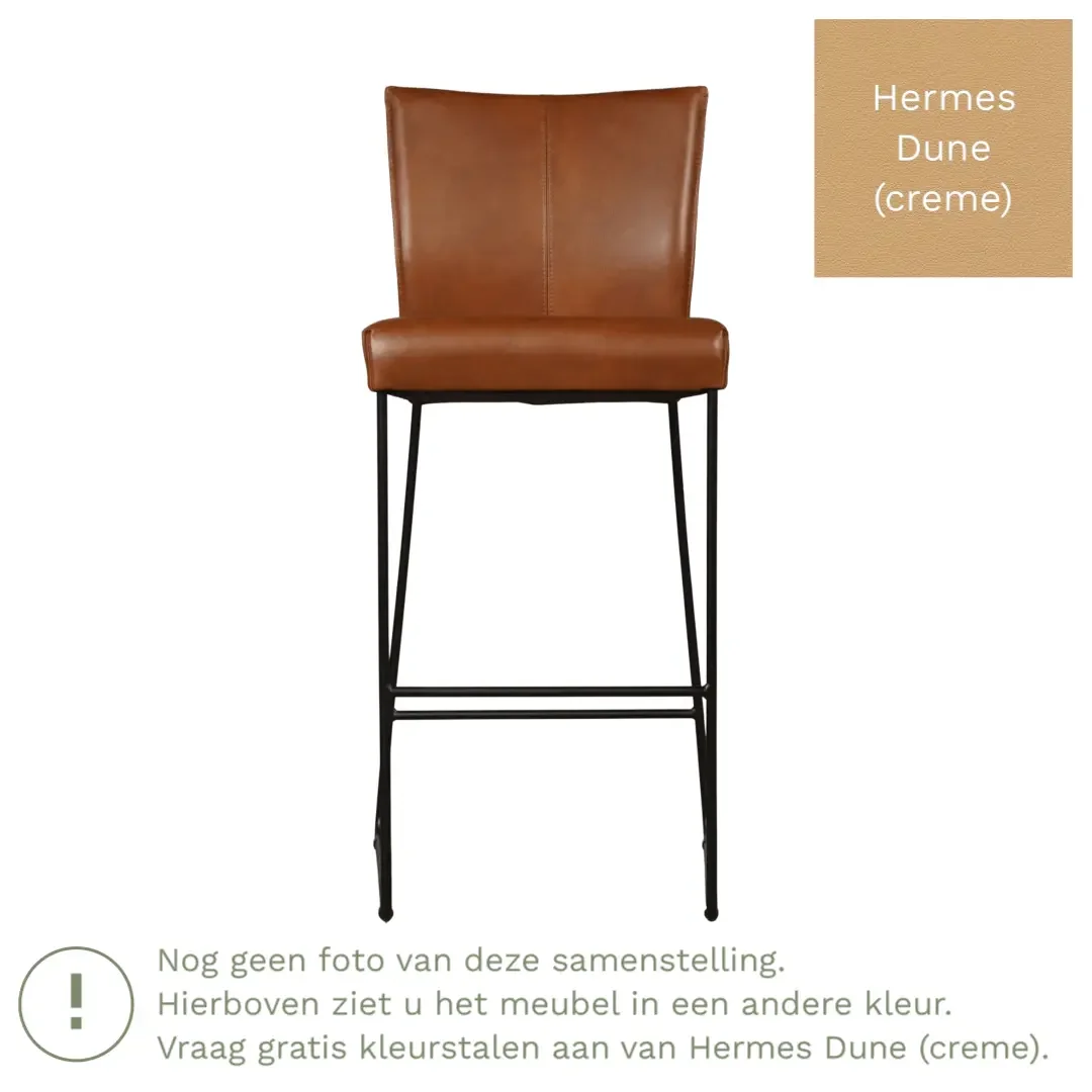 afbeelding van Leren barkruk Mate hoog - Hermes Dune (crème)