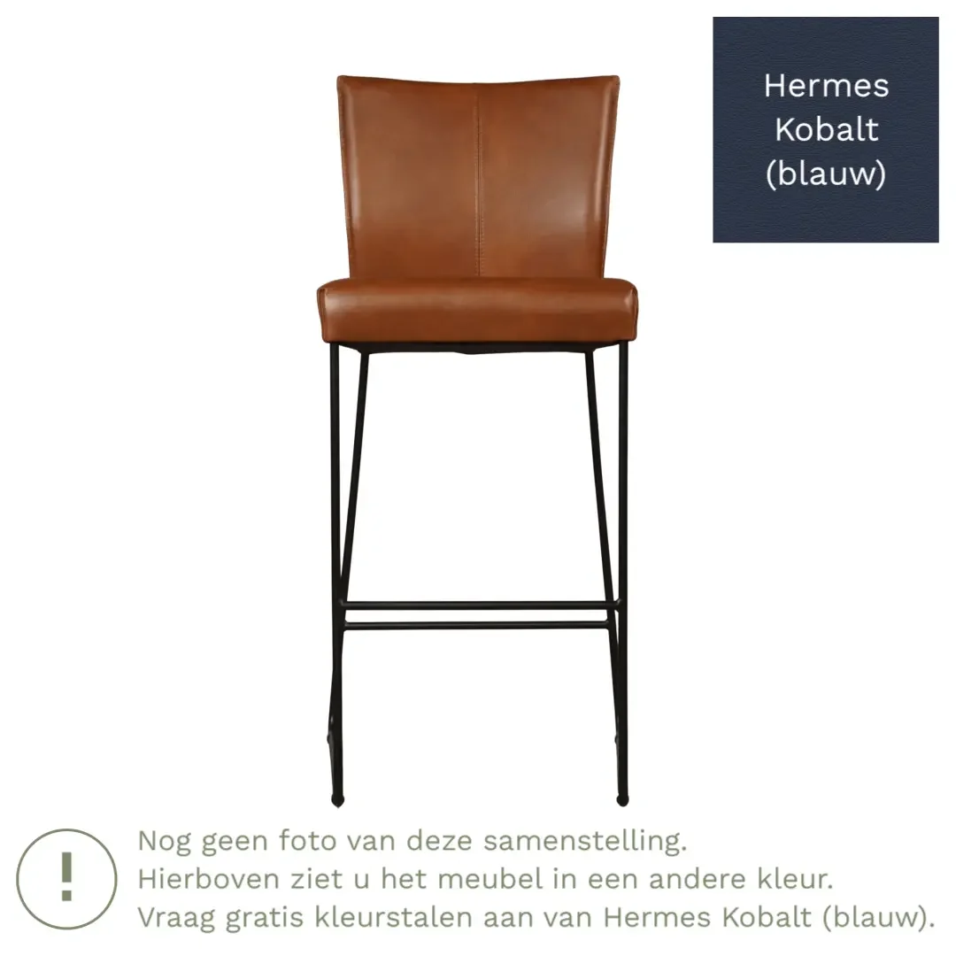 afbeelding van Leren barkruk Mate hoog - Hermes Kobalt (blauw)