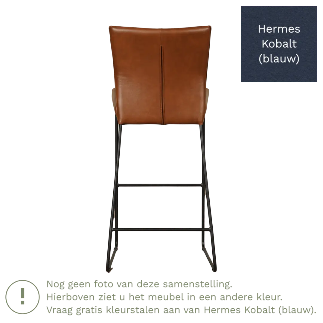 afbeelding van Leren barkruk Mate hoog - Hermes Kobalt (blauw)