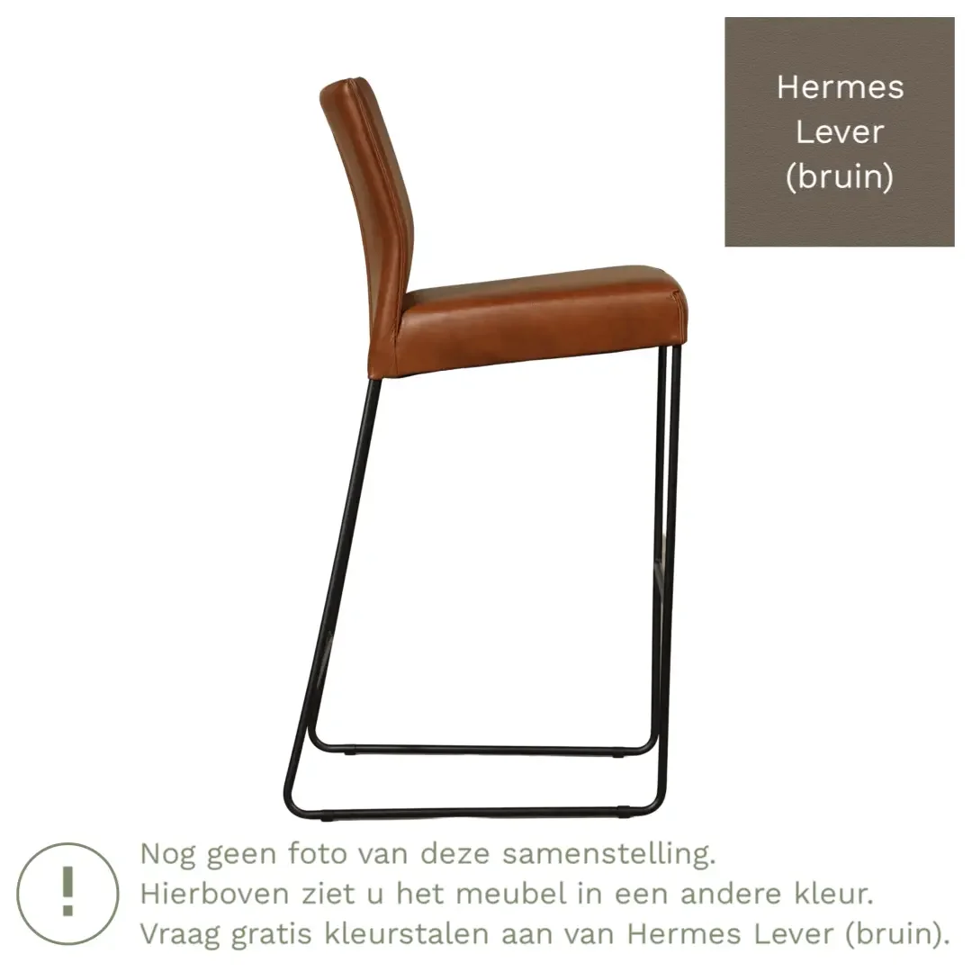 afbeelding van Leren barkruk Mate hoog - Hermes Lever (bruin)