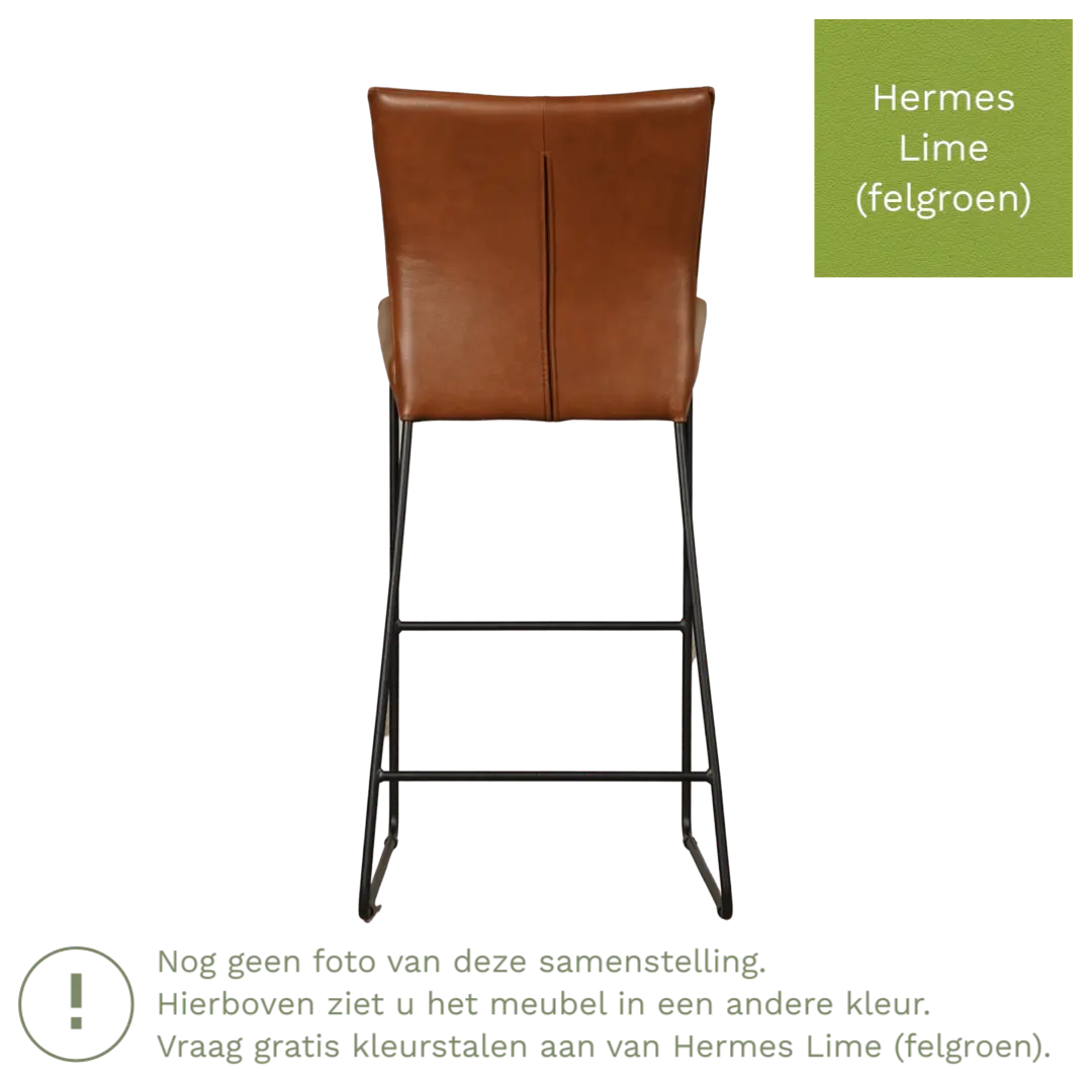 afbeelding van Leren barkruk Mate hoog - Hermes Lime (felgroen)