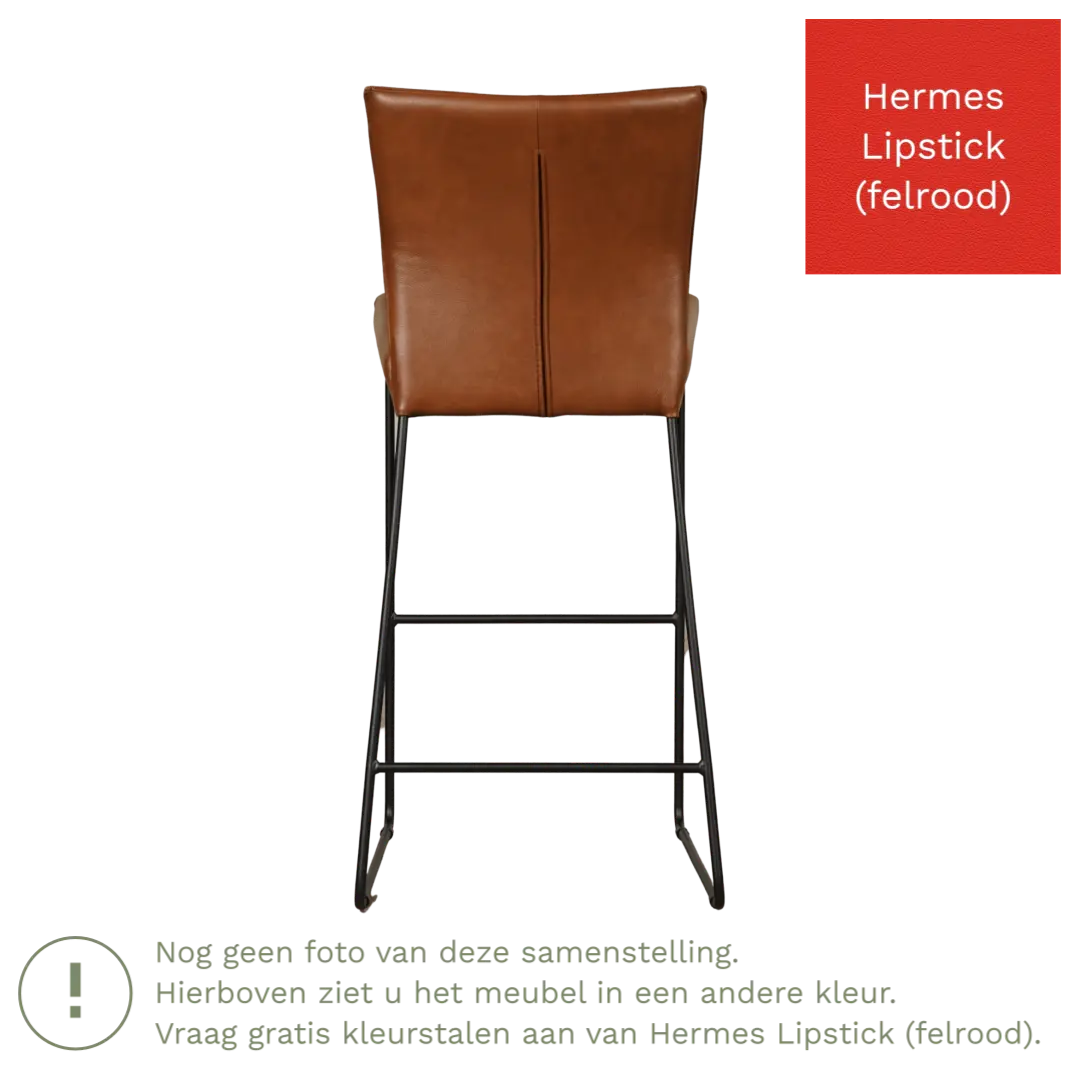 afbeelding van Leren barkruk Mate hoog - Hermes Lipstick (felrood)