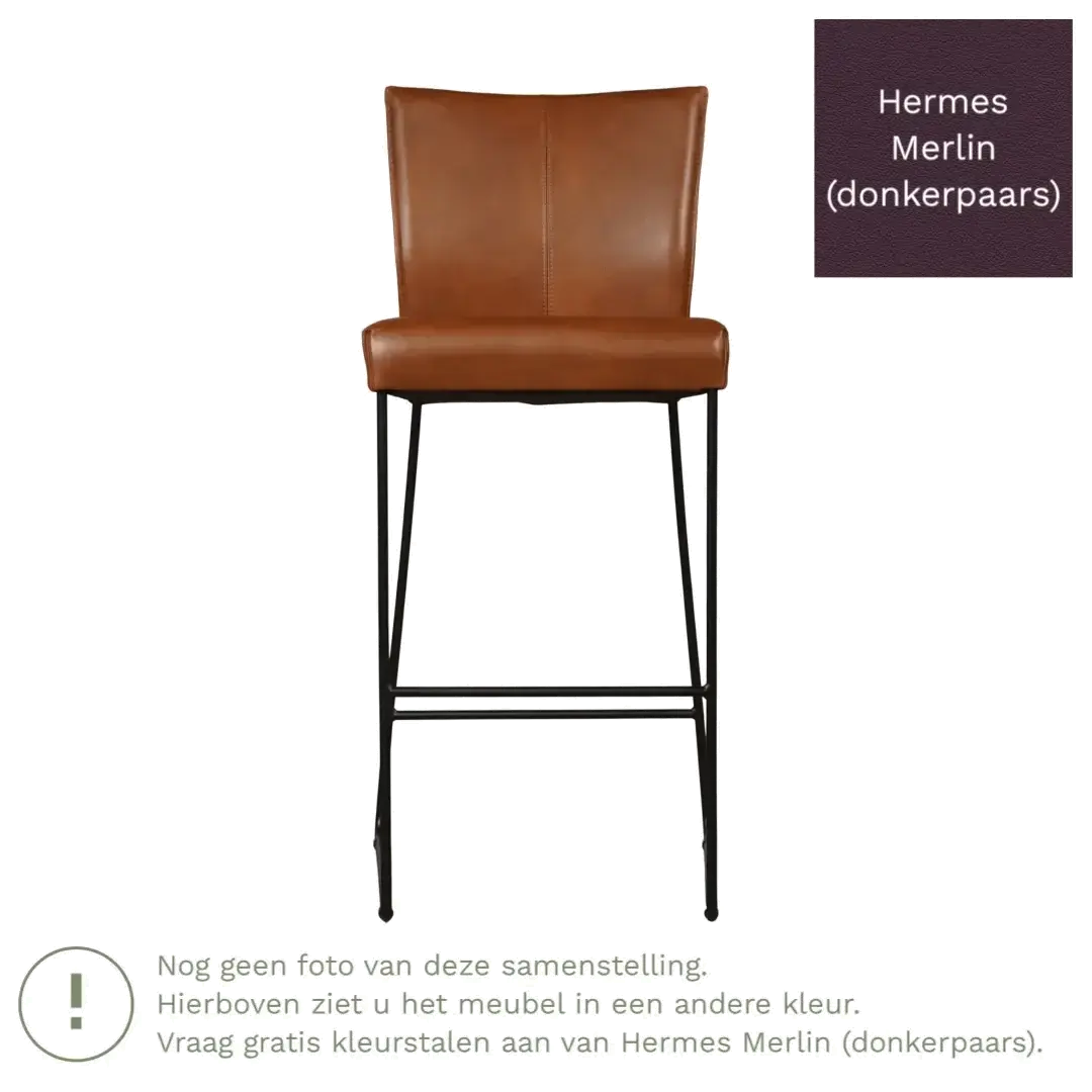 afbeelding van Leren barkruk Mate hoog - Hermes Merlin (donkerpaars)