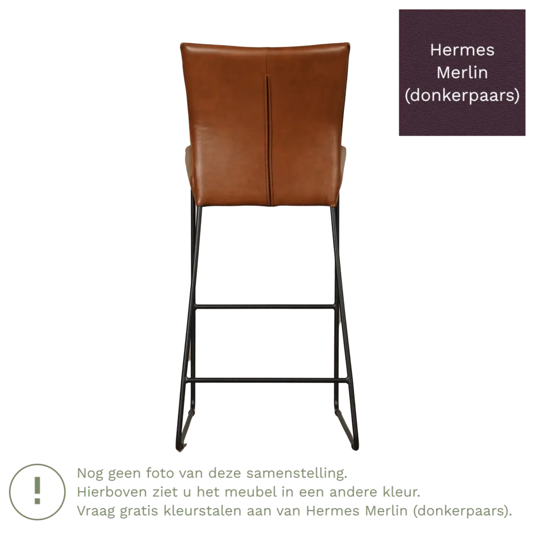 afbeelding van Leren barkruk Mate hoog - Hermes Merlin (donkerpaars)
