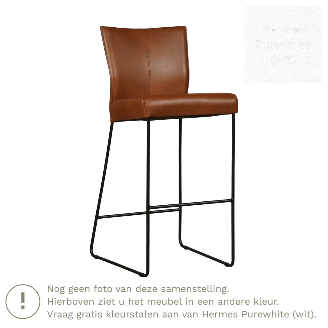 afbeelding van Leren barkruk Mate hoog - Hermes Purewhite (wit)