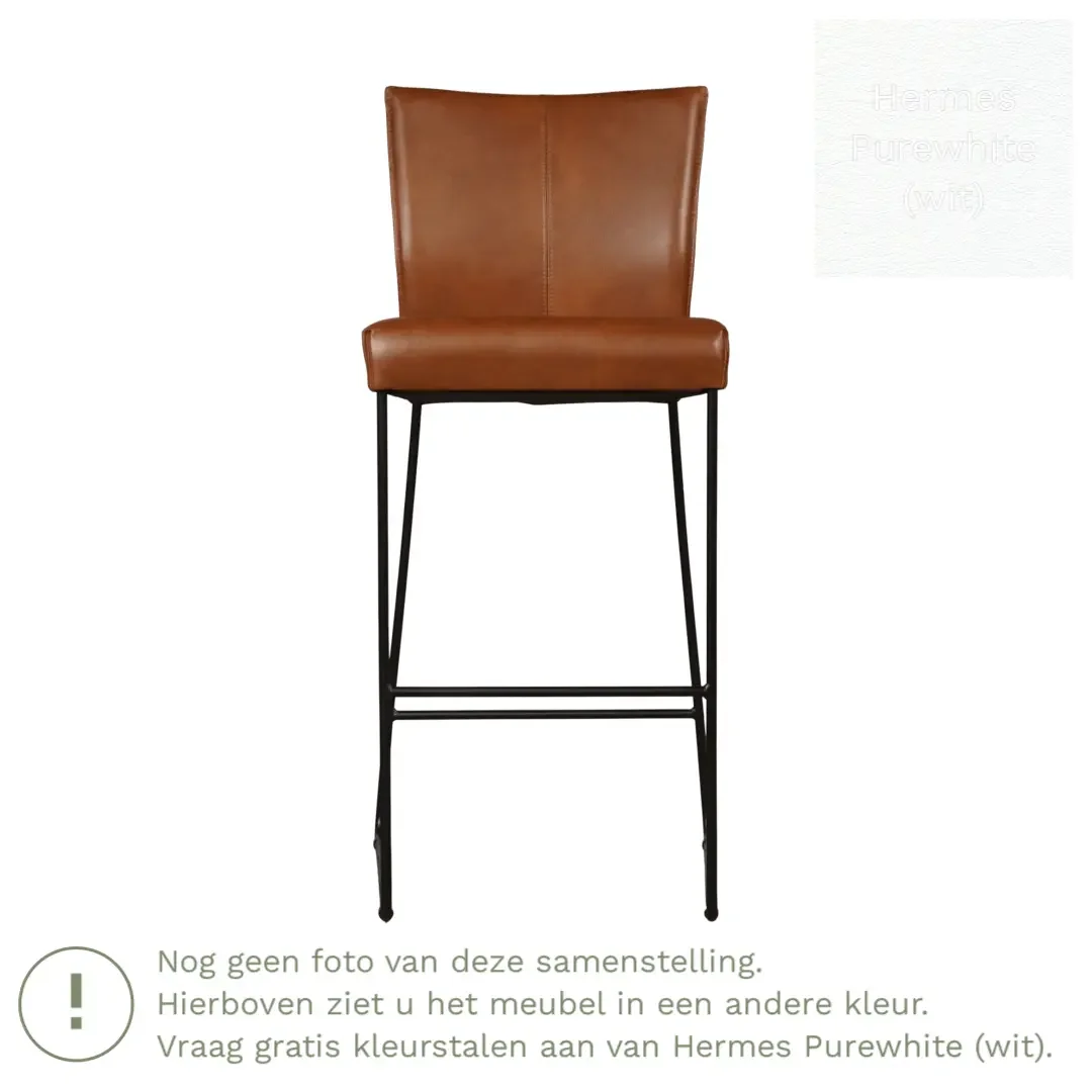 afbeelding van Leren barkruk Mate hoog - Hermes Purewhite (wit)