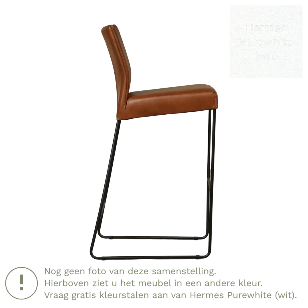 afbeelding van Leren barkruk Mate hoog - Hermes Purewhite (wit)
