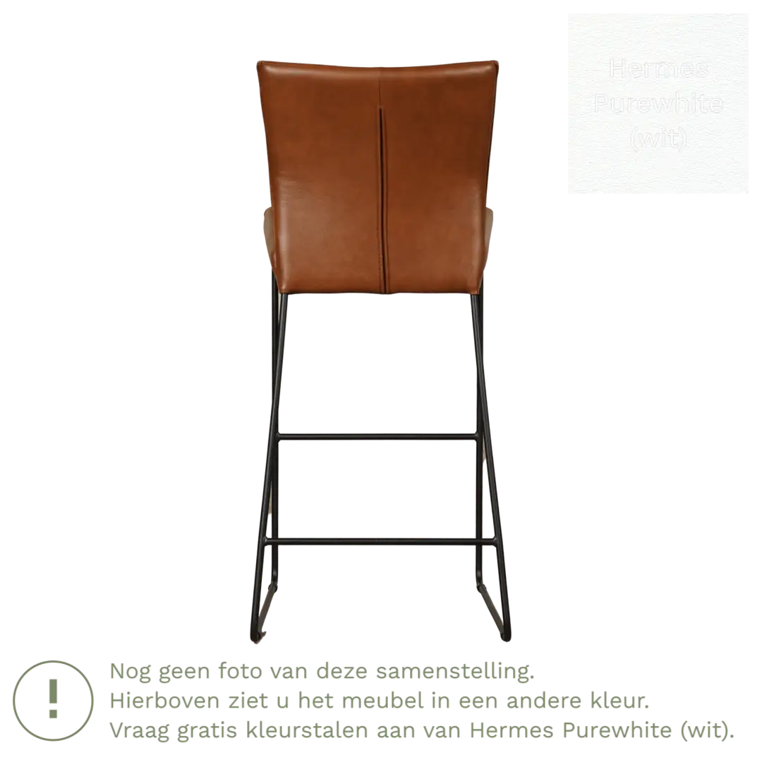 afbeelding van Leren barkruk Mate hoog - Hermes Purewhite (wit)