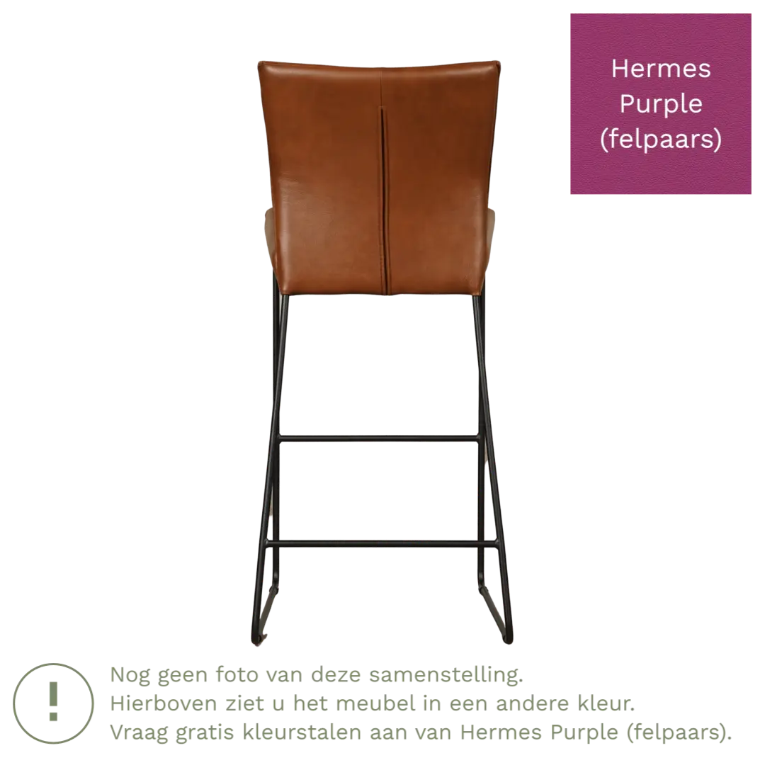 afbeelding van Leren barkruk Mate hoog - Hermes Purple (felpaars)