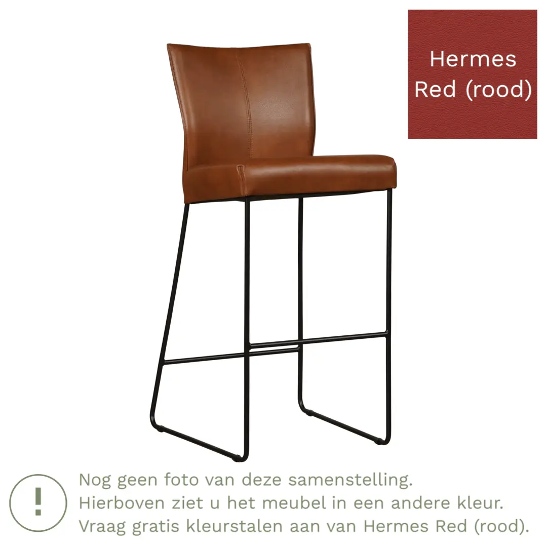 afbeelding van Leren barkruk Mate hoog - Hermes Red (rood)