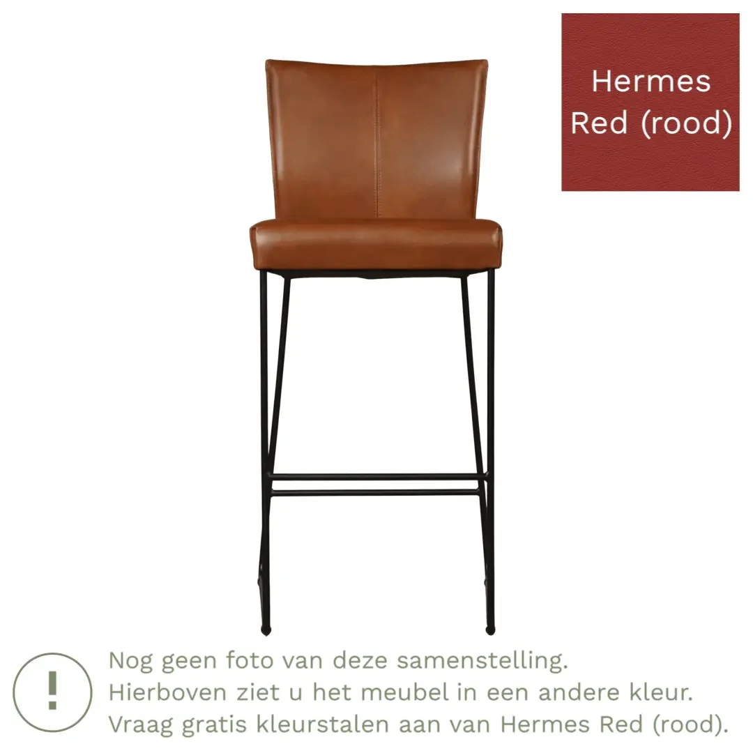 afbeelding van Leren barkruk Mate hoog - Hermes Red (rood)
