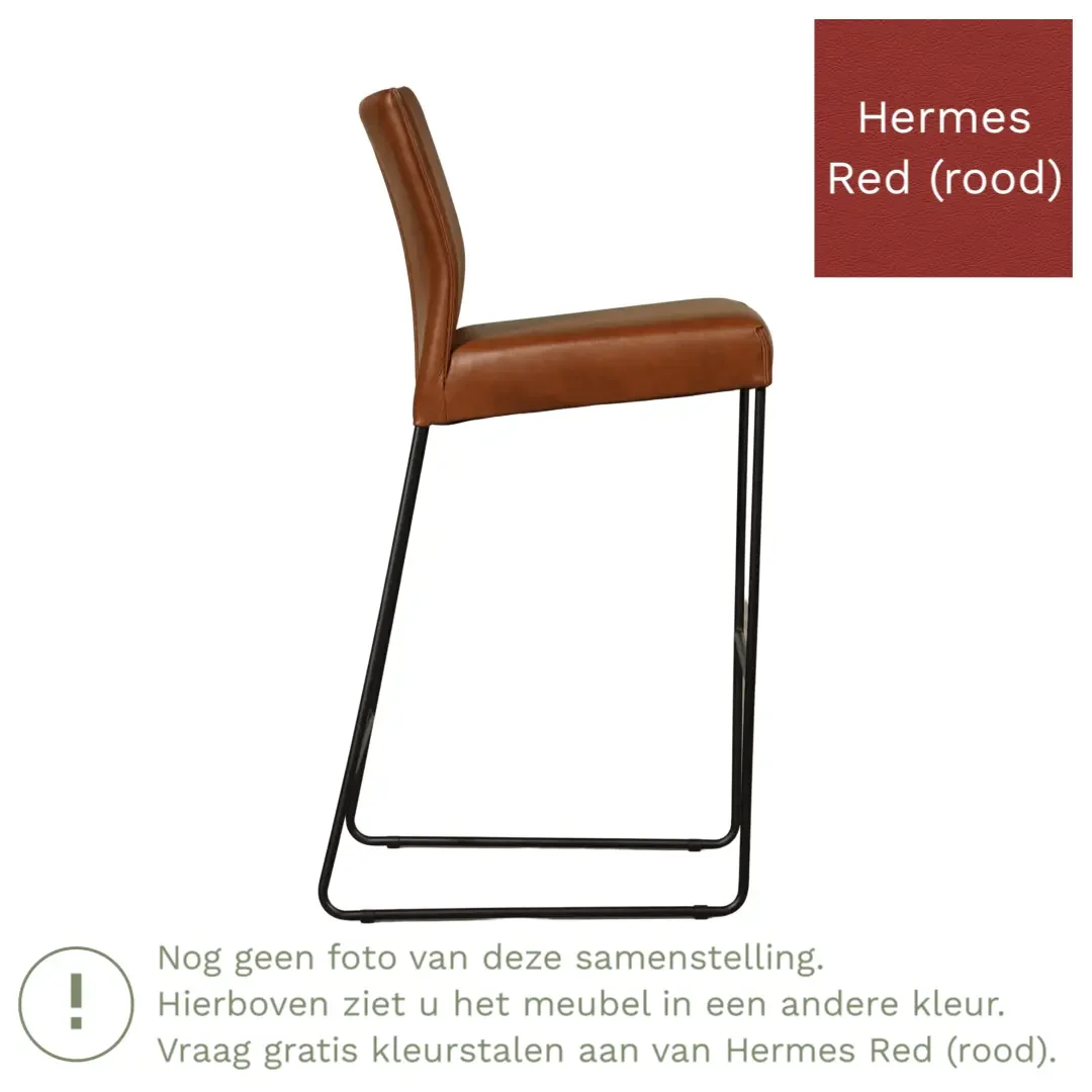 afbeelding van Leren barkruk Mate hoog - Hermes Red (rood)