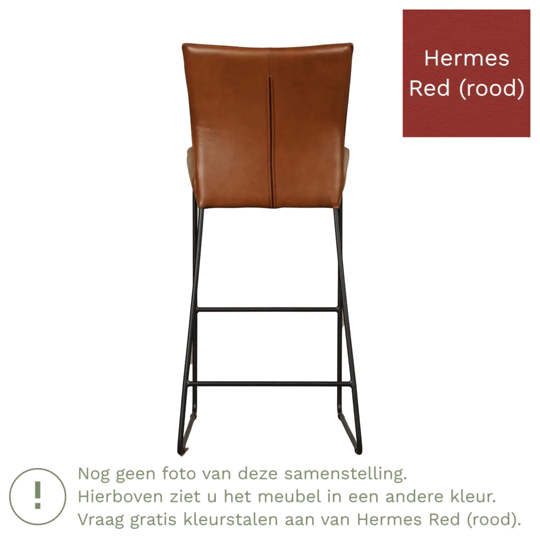afbeelding van Leren barkruk Mate hoog - Hermes Red (rood)
