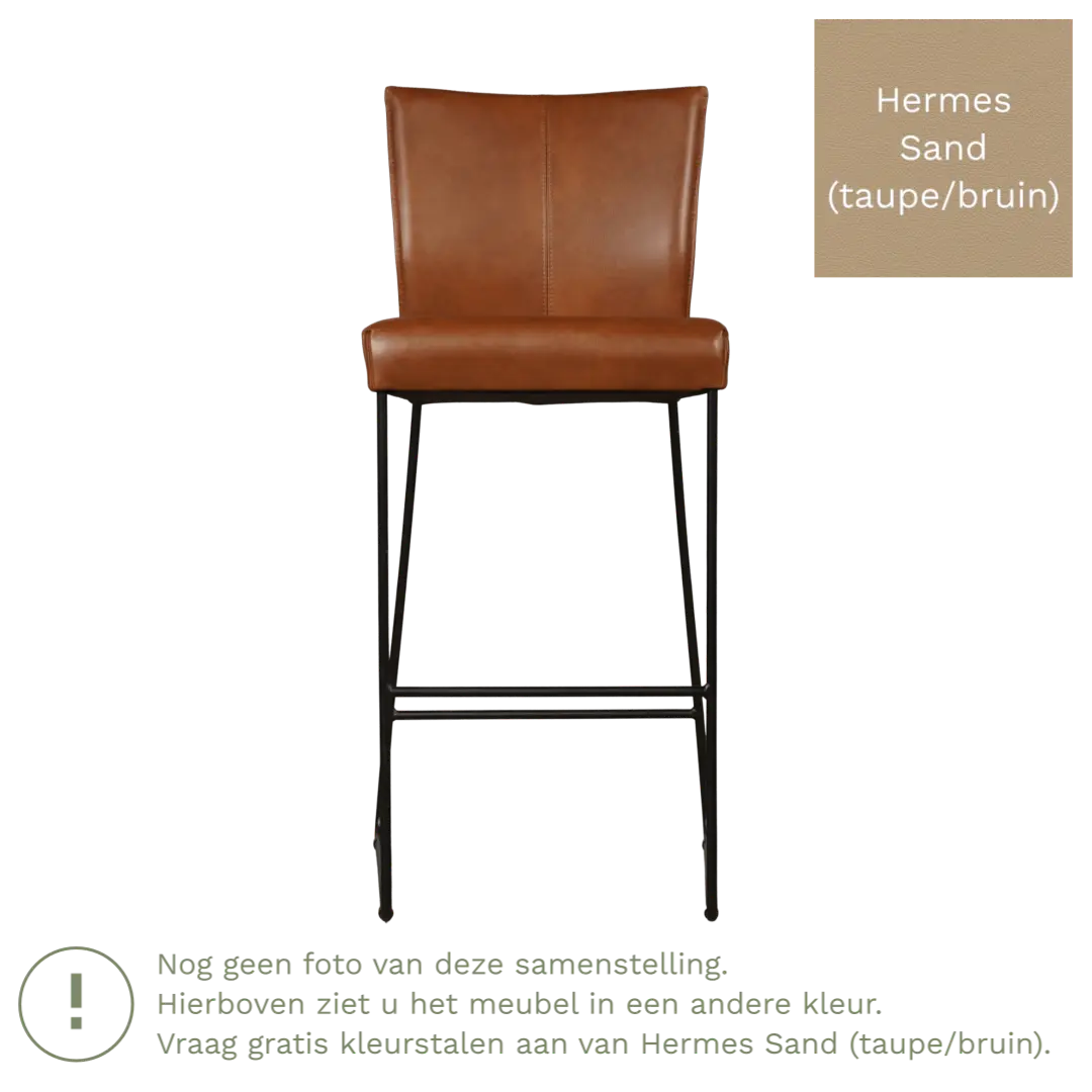 afbeelding van Leren barkruk Mate hoog - Hermes Sand (taupe/bruin)