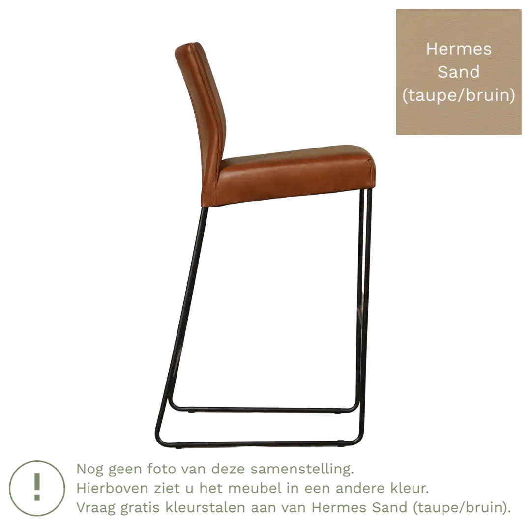 afbeelding van Leren barkruk Mate hoog - Hermes Sand (taupe/bruin)