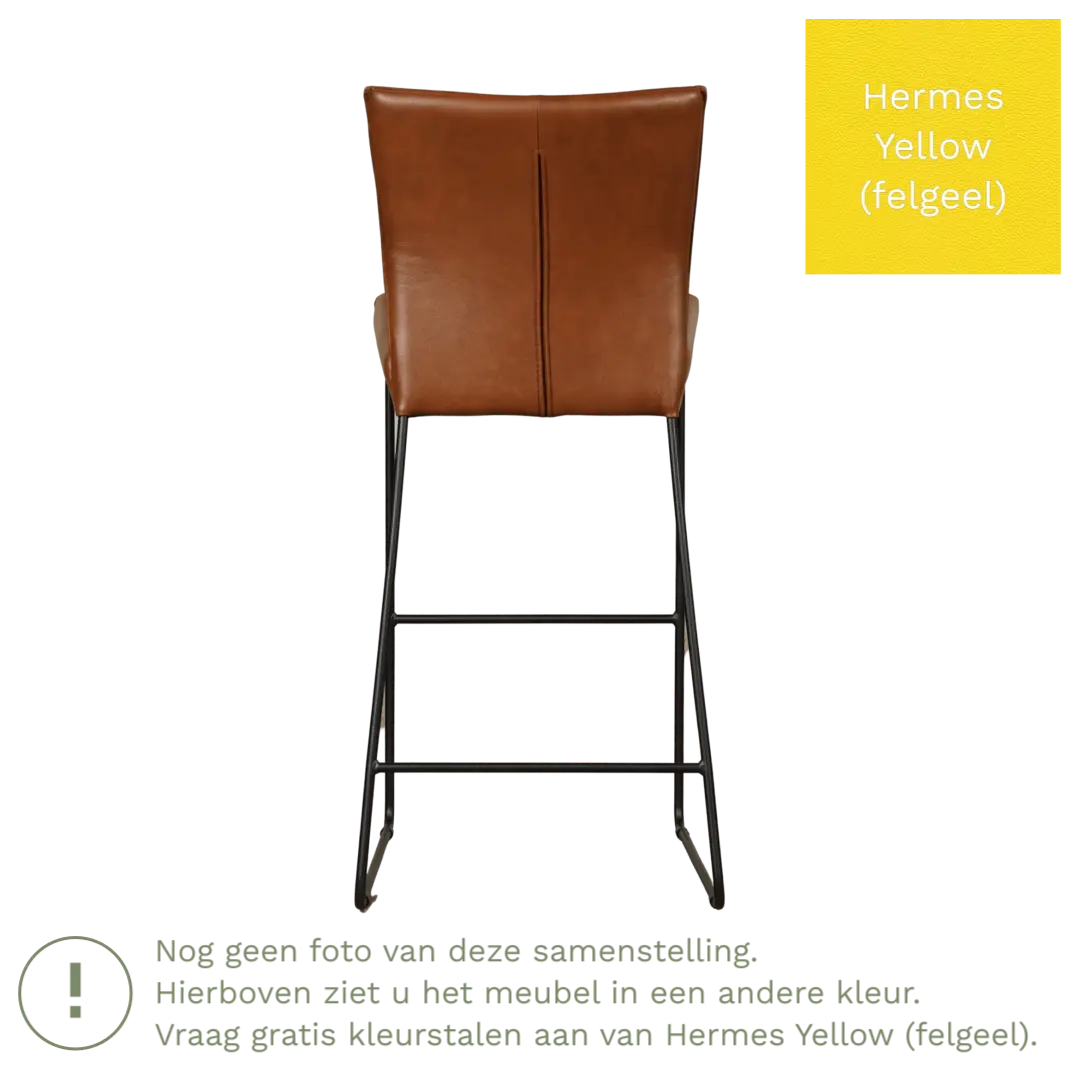 afbeelding van Leren barkruk Mate hoog - Hermes Yellow (felgeel)
