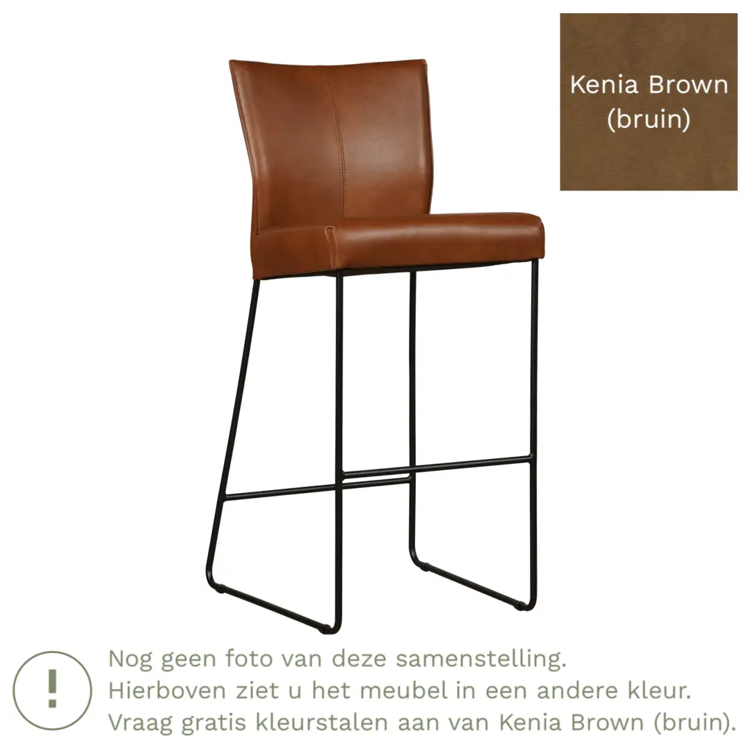 afbeelding van Leren barkruk Mate hoog - Kenia Brown (bruin)