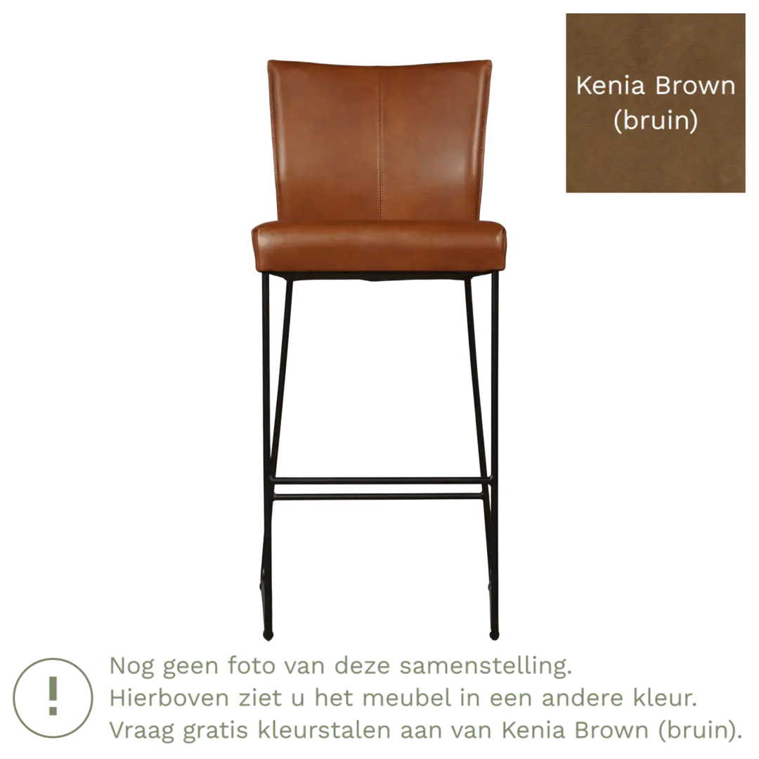 afbeelding van Leren barkruk Mate hoog - Kenia Brown (bruin)