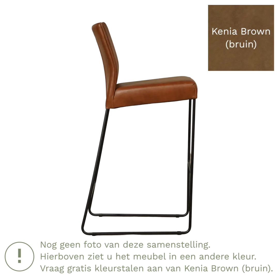 afbeelding van Leren barkruk Mate hoog - Kenia Brown (bruin)