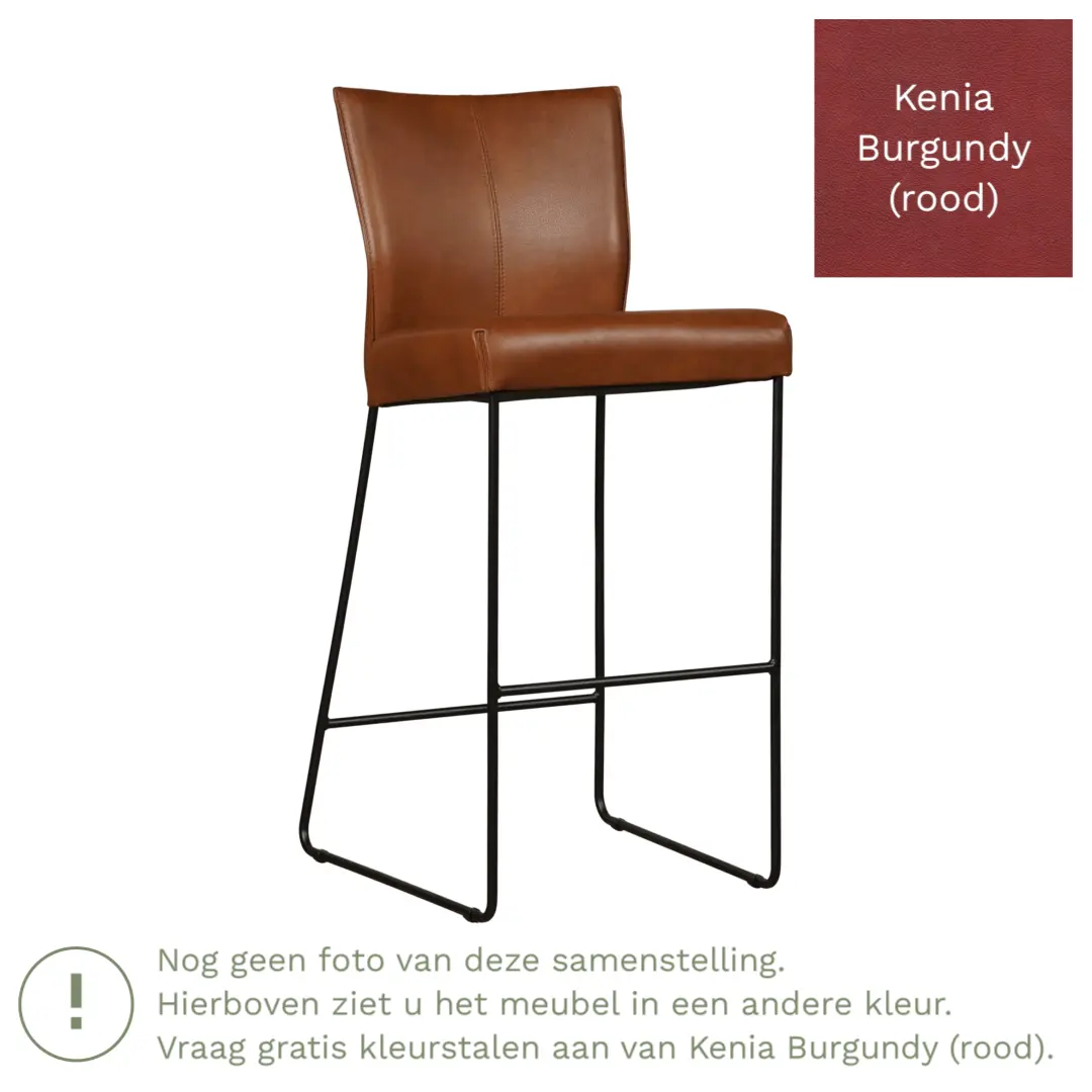 afbeelding van Leren barkruk Mate hoog - Kenia Burgundy (rood)