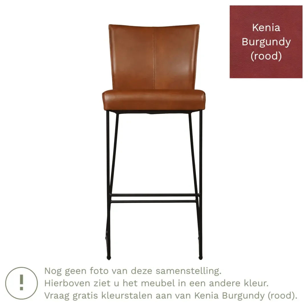 afbeelding van Leren barkruk Mate hoog - Kenia Burgundy (rood)